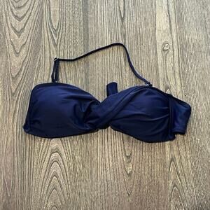 NWOT Jacque Designs Bathing Suit Twisted Strapless Bikini Top Navy Size XL